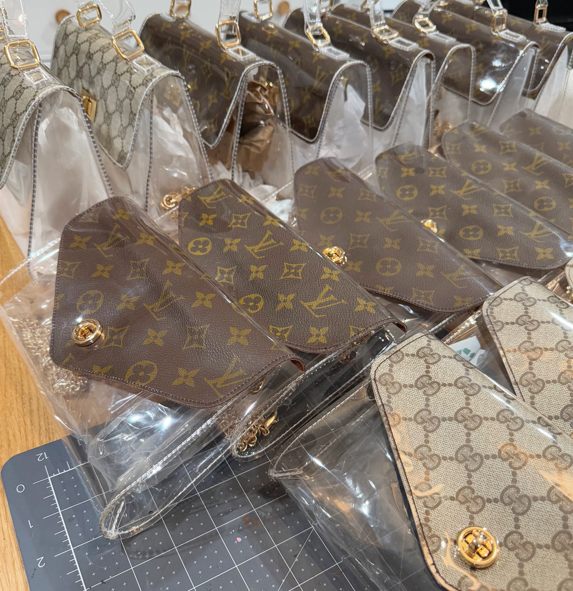 Repurposed Authentic LV OR GG Clear Crossbody Stadium Bag