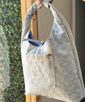 Small Repurposed DoubleDenim Mono Hobo Bag.