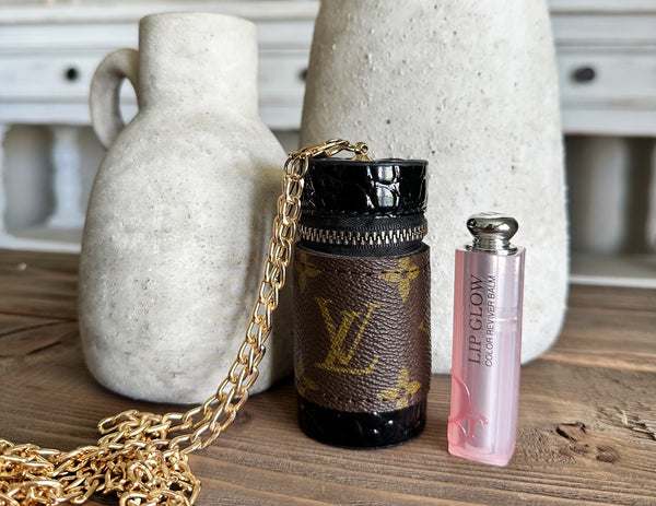 Authentic Repurposed Monogram Lipstick Holder With Chain – Designs