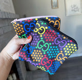 Authentic Repurposed Rainbow Psychedelic Gucci GG Zipper Pouch-Small