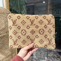 Authentic Repurposed Vintage Monogram Terry Towel Zipper Pouch