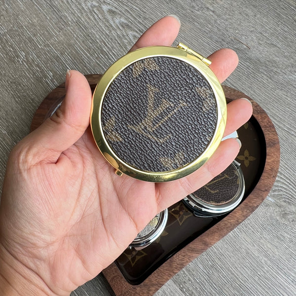 Upcycled LV Double Side Compact Mirror