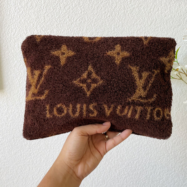 Authentic Repurposed Terry LV Towel Pouch Large